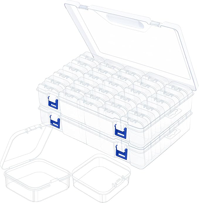 FDKYOEK 92 PCS Bead Organizer Box, Plastic Bead Storage Containers, Clear Beads Case Storage Organizer for Jewelry Making Small Craft Diamond Art Accessories