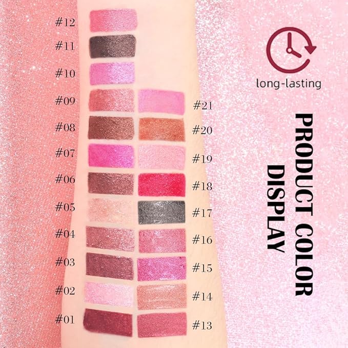 evpct Copper Metallic Glitter Lip Liner and Lipstick Combo Lip Gloss Stain Set Makeup for Women Long Lasting Waterproof 24, Bronze Gold Mocha Metallic Shimmer Frosted Iridescent Glossy Liquid Lipstick