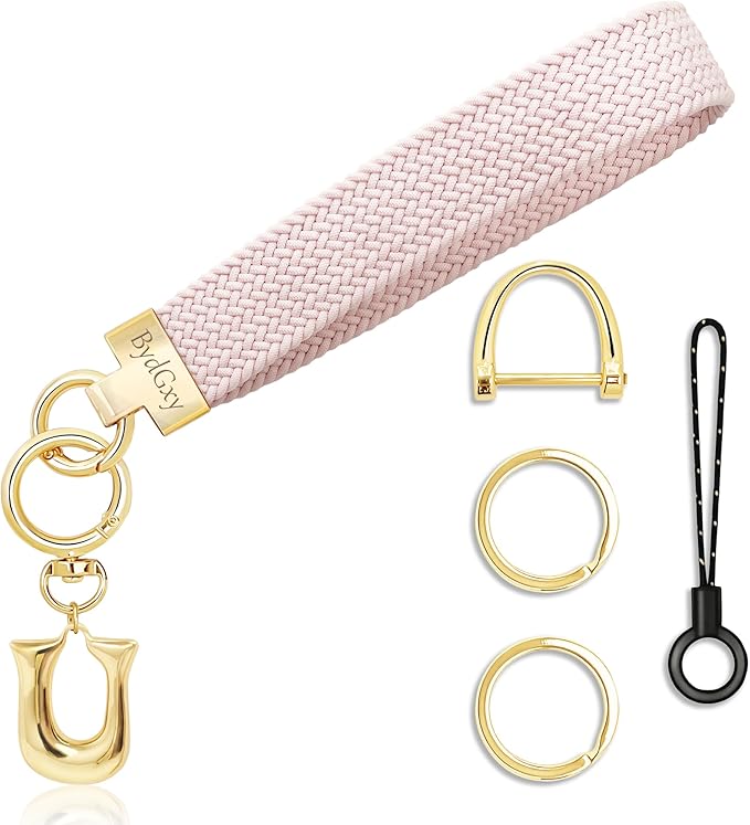 Stretchy Wristlet Initial Keychain, Key Chains Women Cute with Keyring, Llaveros para Mujer, Car Key Accessories