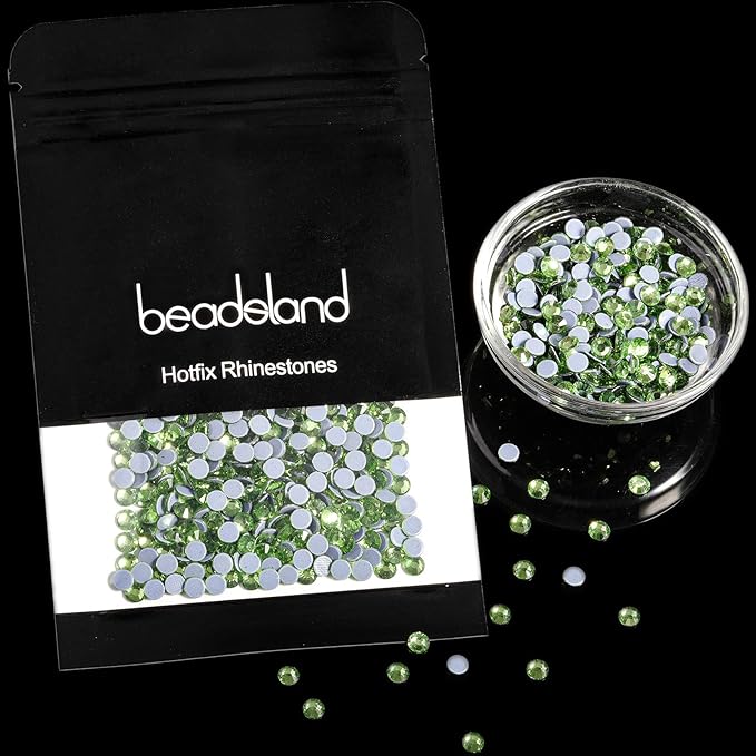 BEADSLAND Hotfix Rhinestones, 2880pcs Flatback Crystal Rhinestones for Crafts Clothes DIY Decorations, Light Green, SS10, 2.7-2.9mm