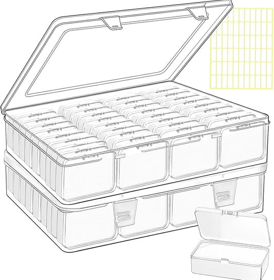 74pcs Bead storage containers, bead organizer boxes and craft storage boxes for bracelet making DIY jewelry craft nails, bracelets, jewelry, diamonds, clay beads, screws 2.5x1.7x0.8Inch