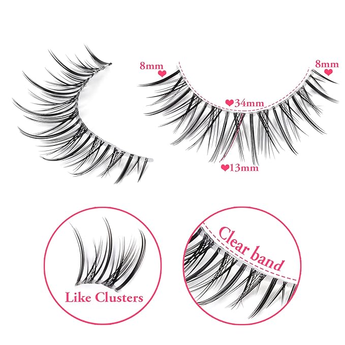 Manga Lashes Natural Look Japanese Anime Lashes Korean Asian Wispy Spiky Lashes with Clear Band Short Fake Eyelash 10 Pairs Pack by outopen