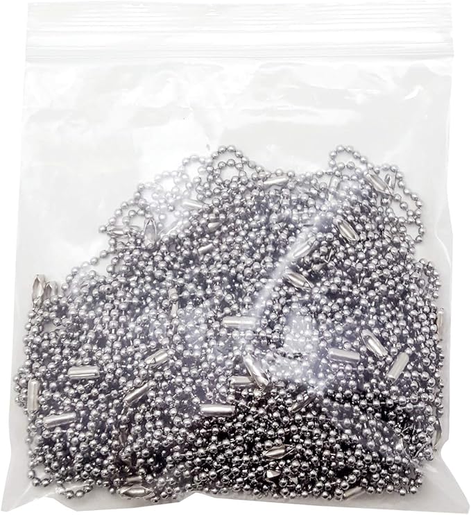100-Pack 6-Inch Ball Chains with Connectors, 2.3mm Stainless Steel Beaded Chain for Dog Tags, Keychains, Crafts, ID Badges, Tags, Necklace Chains