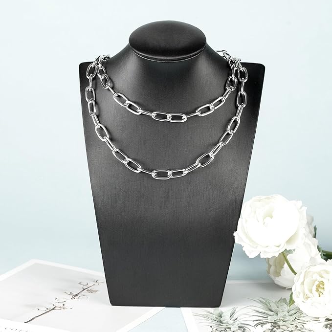 5 Meters Paperclip Chain for Jewelry Making Lightweight Aluminum Necklace Bracelet Chains for Women and Men Oval Link with Jewelry Findings