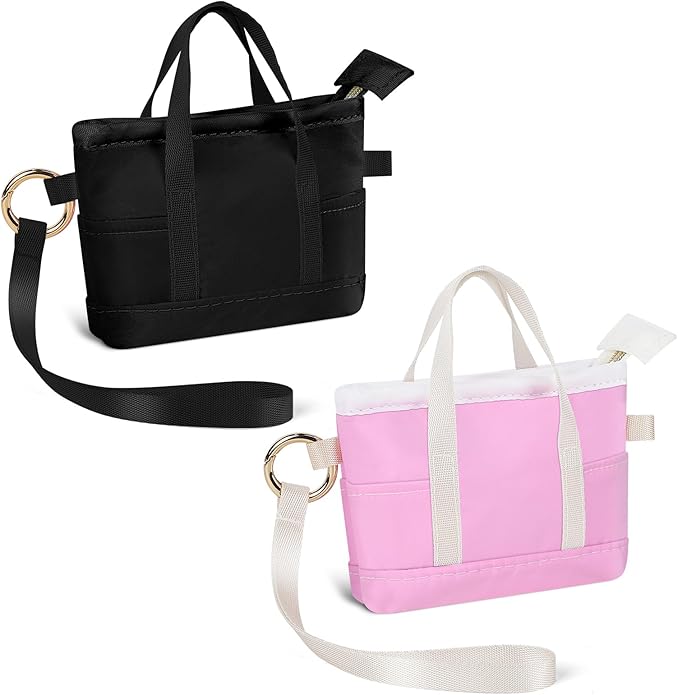 2 Pack Coin Purse Keychain, Mini Tote Bag Keychain with Wristlet, Cute Makeup Pouch Bag Wallets Accessories