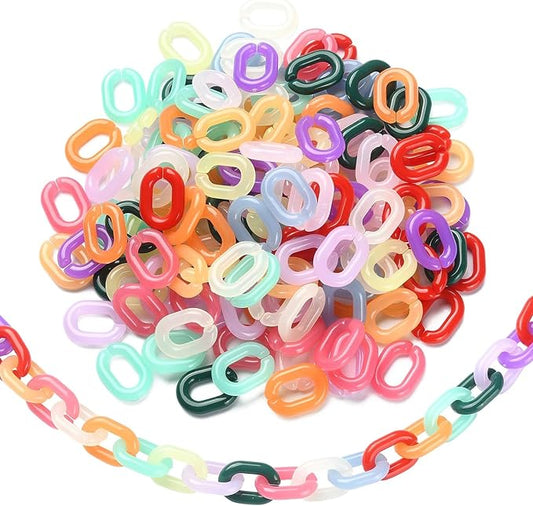 LiQunSweet 360 Pcs 12 Colors Acrylic Plastic Linking Chain Rings Quick Link Connectors for DIY Purse Eyeglass Jean Pocket Chain Phone Strap - 19x14mm