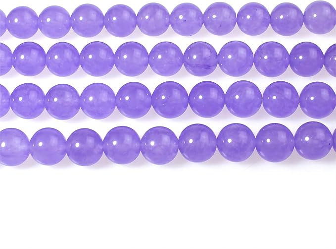 MJDCB Stone Beads 8mm 43pcs Round Lavender Purple Jade Loose Gemstone Bead Charms for Jewelry Making Bracelet Necklace Earring Pendant