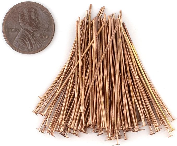 The Bead Chest Copper 21 Gauge 1.5 Inch Head Pins (Approx 100 Pieces)