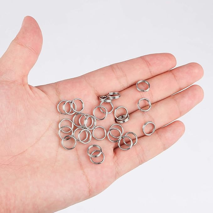 200 Pieces Stainless Steel Split Ring Small Key Chain Ring for Home Car Keys Organization and Ornament Crafts, 2 Sizes(8mm and 10mm Diameter)