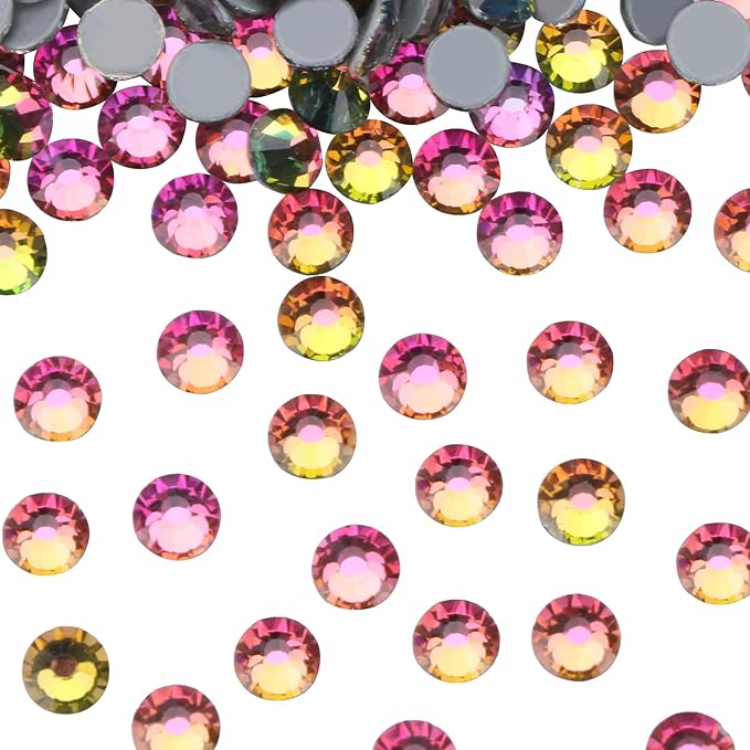 Jollin Hot Fix Crystal Flatback Rhinestones Glass Diamantes Gems 3.2mm(12ss 1440pcs, Fire)