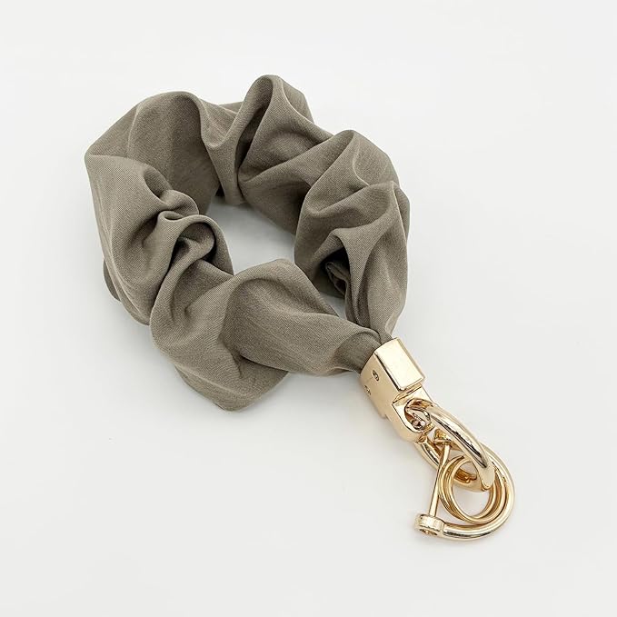 Scrunchie Wristlet Keychain for Women Men, Cute Stretchy Wrist KeyChain for Car Keys with 3 Keyrings and 1 D ring