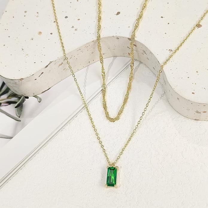 Luxval Diamond Pendant Gold Necklace for Women，Dainty 18k Gold Plated Choker Necklaces Simple Gold Jewelry Gifts for Women Girls