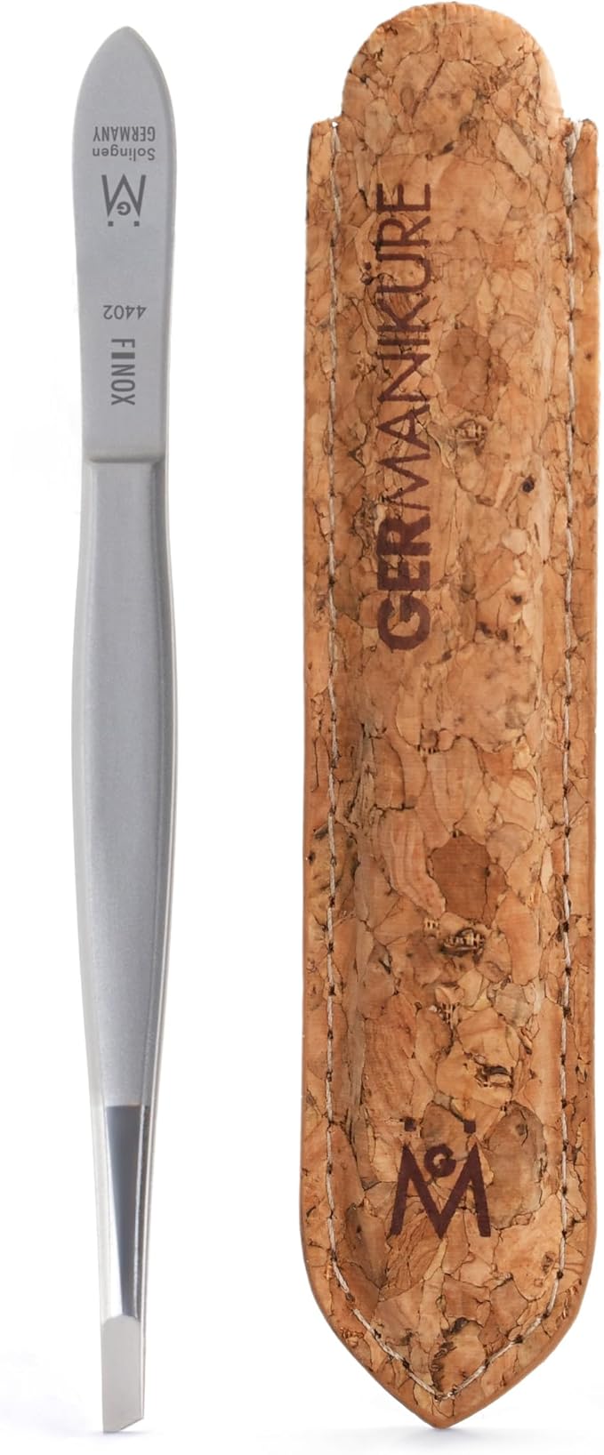 GERMANIKURE Slanted Tweezers in Cork Case - Made in Solingen Germany
