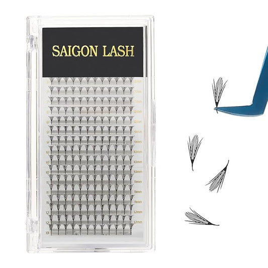 SAIGON LASH Anime Lash Kits Promade Fans –3D & 12D Wispy Volume Lashes, CC Curl 0.07, Mixed Length 6–13mm, Loose Handmade Extensions for Lash Artists (Dark chocolate-CC-0.05-6 - 13mm)