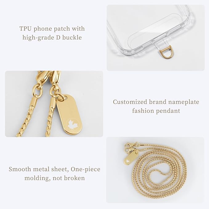 UKON Crossbody Phone Chain Lanyard - Fashion Anti-theft Phone Strap With 2xTPU Tether Tab for Women Shopping Traveling Party