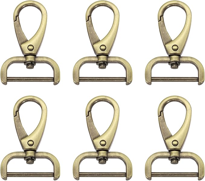 HARFINGTON 6pcs Detachable Snap Hook Swivel Clasp 1" (25mm) Zinc Alloy Lobster Claw Clasp for Keychain Lanyard Purse DIY Purse Strap, Light Brown