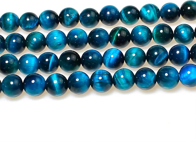 MJDCB Stone Beads 12mm 30pcs Round Sky Blue Tiger's Eye Loose Gemstone Bead Charms for Jewelry Making Bracelet Necklace Earring Pendant