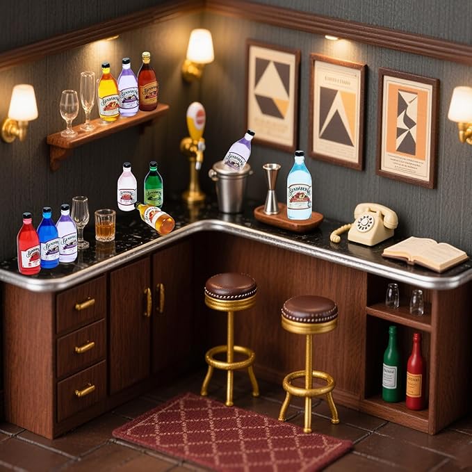 18PCS Miniature Decorative Bottles - Mini Fake Beer Bottles Realistic Dollhouse Accessories for DIY Crafts, Miniature House Scene Decoration Bar Tableware Decoration