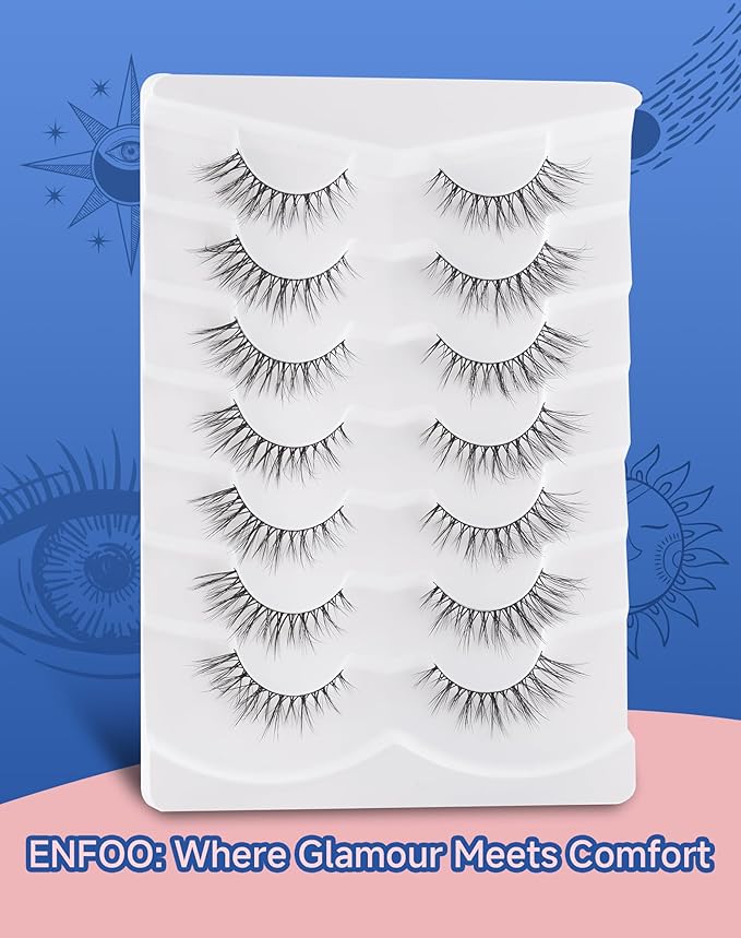 Lashes Natural Cat eye Strip Lash Natural Look Flared Eyelashes Fairy False Eye Lashes Fluffy False Eyelashes Wispy 7 Pairs D97
