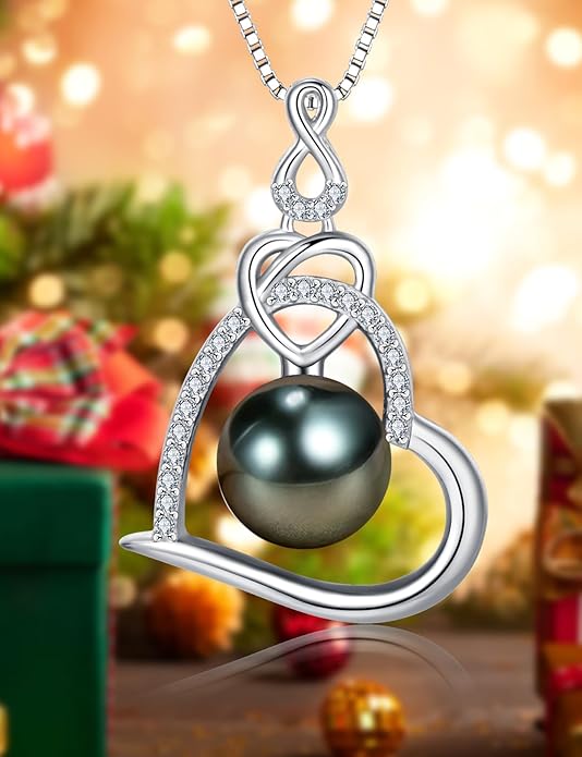NONNYL Gifts for Women Wife-Tahitian Black Pearl-Necklace-Gift for Wife Wedding Birthday Anniversary Jewelry-Mom Girlfriend Her Mothers Day Gifts for Mom Women Valentines Day Christmas Day Gifts