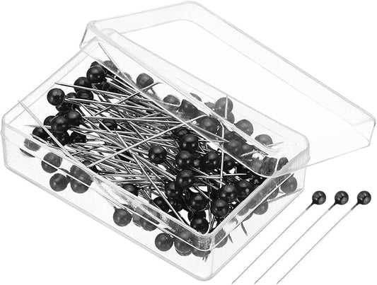 PATIKIL Sewing Pins, 600 Pcs 1.5 Inch Straight Pin with Plastic Pearlized Ball Head for Fabric, Decorative, Jewelry DIY, Craft and Sewing Project, Black