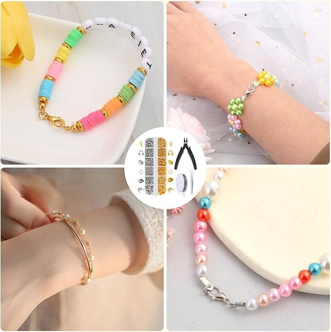 1200 Pcs Crimp Beads Kit for Jewelry Making, Acejoz Crimp Beads, Crimp Covers, Crimp Tubes and Wire Guardians, Lobster Clasps, Jump Rings, Crimping Pliers and Beading Wire for Jewelry Making