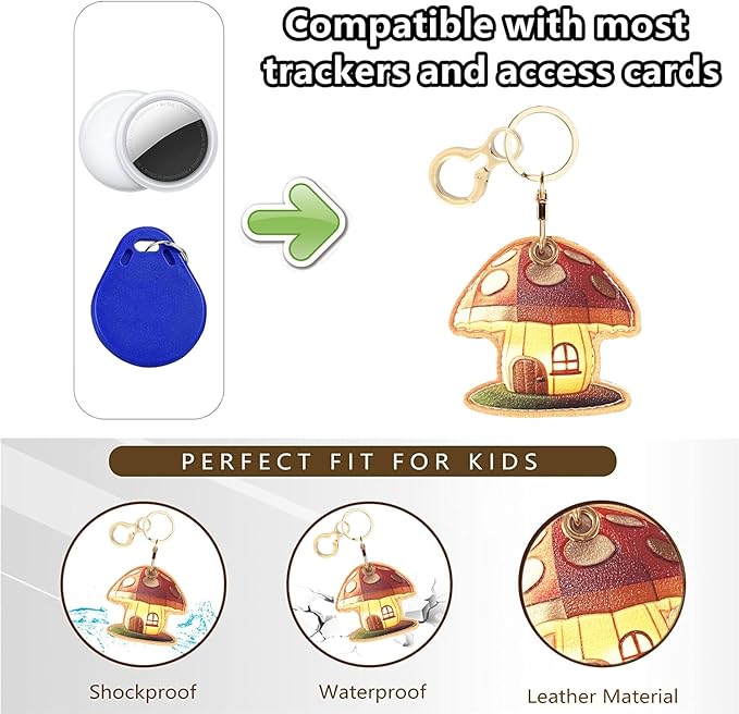 Leather Keychain Holder Case Compatible with AirTag,Cute Protective Apple Air Tag Cover with Keychain Ring,Anti-Scratch Finder GPS Tracker Case for Wallet Keys,bag,pets(Figure 4)