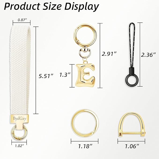 Stretchy Wristlet Initial Keychain, Key Chains Women Cute with Keyring, Llaveros para Mujer, Car Key Accessories