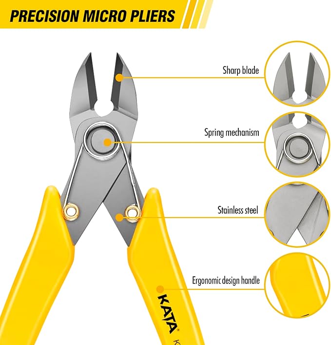 KATA 6 Inch Stainless Steel Wire Cutter, Heavy Duty Side Cutter, Flush Cutters, Micro Cutter Sprue Cutting Pliers for Cutting Electronics, Jewelry Making, Metal Wire, Crafting