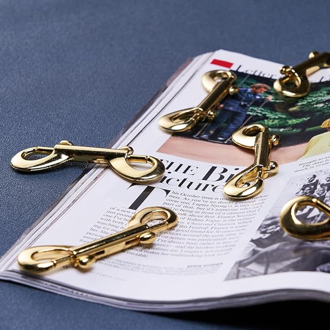 Lucky Goddness Swivel Snap Hooks, 10pcs Metal Heavy Duty Square Eye Clasp Buckle Trigger Clip Multipurpose- Best for Spring Pet Buckle (Bolt Snap Hooks - Gold)
