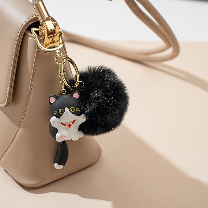Cat Keychain bag charms for handbags Cute Keychains for Women Kawaii Cat Backpacks Accessories cat plush keychain