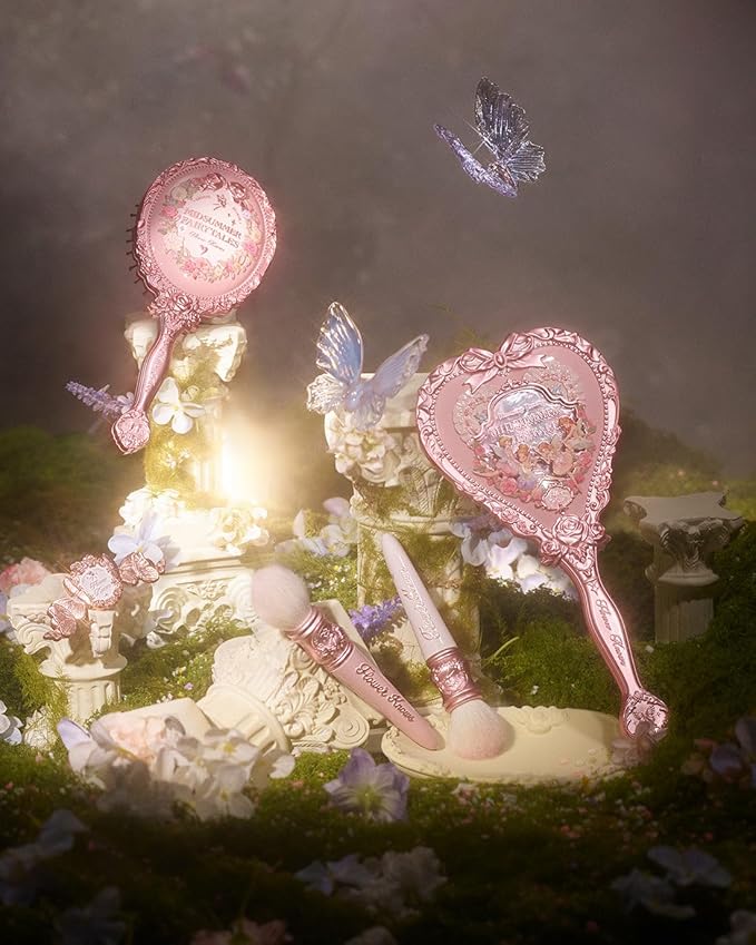 Flower Knows Midsummer Fairytales Hand Mirror,Vintage Heart Handheld Mirror,Fancy & Pretty Princess Handheld Mirror with Long Handle,Gift for Girls & Women(Tea Menthe)