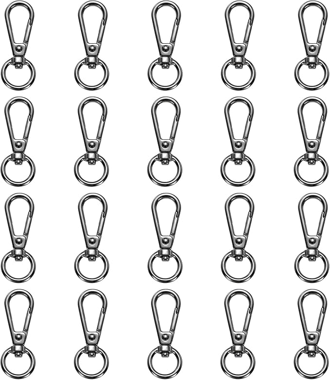 PATIKIL Swivel Lobster Claw Clasps 20pcs Push Gate Snap Hook Metal Trigger Clip Purse Hardware for Keychains Purse Handbag Makings DIY Crafts, Black