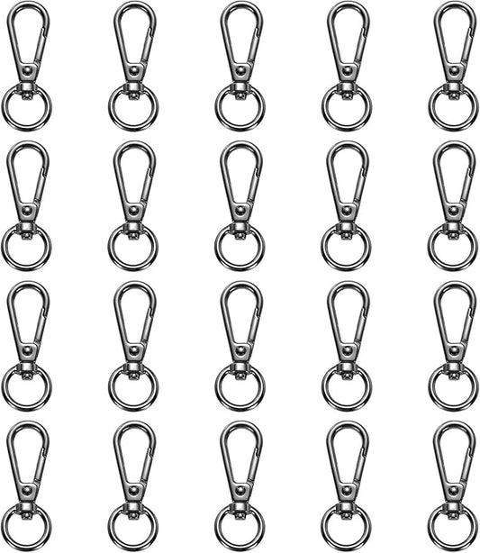 PATIKIL Swivel Lobster Claw Clasps 20pcs Push Gate Snap Hook Metal Trigger Clip Purse Hardware for Keychains Purse Handbag Makings DIY Crafts, Black