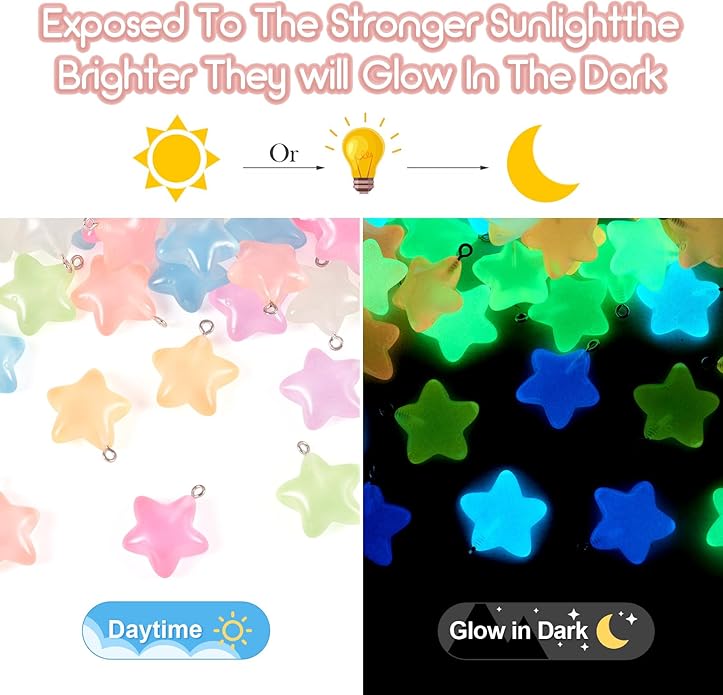 Resin Love Heart Star Flower Charms Colorful Heart Floral Pentagram Pendants Cute Hang Ornament for DIY Crafts Necklace Bracelet Keychain Jewelry Making