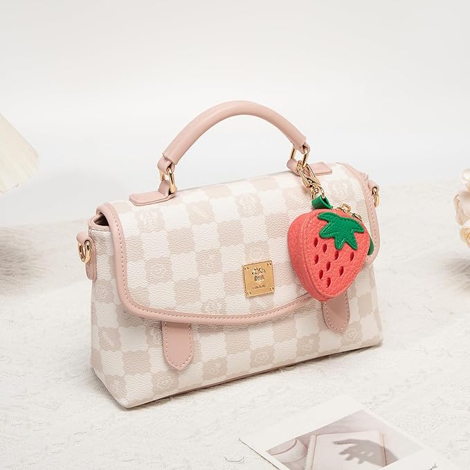 Strawberry Fruit Bag Charm Cute Fruit Charms for Purse, Coin Purse Keychains Leather Small Pouch Mini Pouch Keychain Small Wallet Key Chain Pink Mini Bag Keychains, Birthday Christmas Gifts for Women
