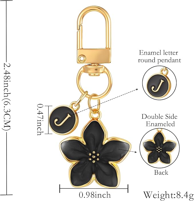 XGALBLA Cute Flower Initial Letter Keychain for Women, Flower Charms, Bag & Purse Charms for Handbags & Backpacks Accessories