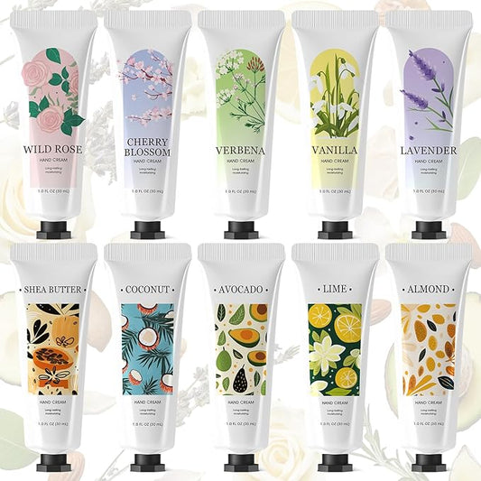 spa luxetique 10 Pack Hand Cream Gifts Mothers Day Gifts for Mom Hand Lotion for Dry Cracked Travel Size Mini Moisturizing for Women Appreciation Valentines Day Gifts for Her 10 x 1.0 oz/30ml