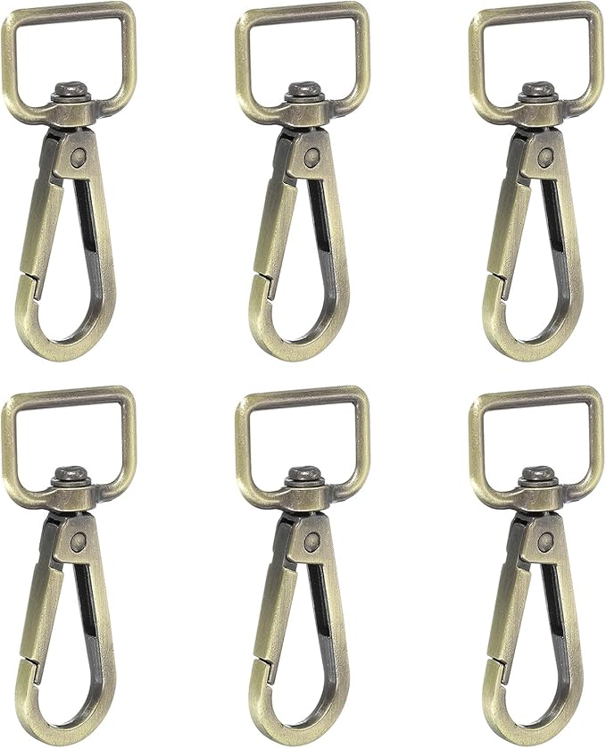 Swivel Snap Hooks, Metal D Ring Keychain Lanyard Clip Hook Lobster Clasp Claw Push Gate Clip - Fitting for(Purse Making - Sewing - DIY Crafts) 6 Pcs & 3/4" & Bronze Patina
