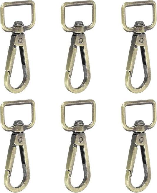 Swivel Snap Hooks, Metal D Ring Keychain Lanyard Clip Hook Lobster Clasp Claw Push Gate Clip - Fitting for(Purse Making - Sewing - DIY Crafts) 6 Pcs & 3/4" & Bronze Patina