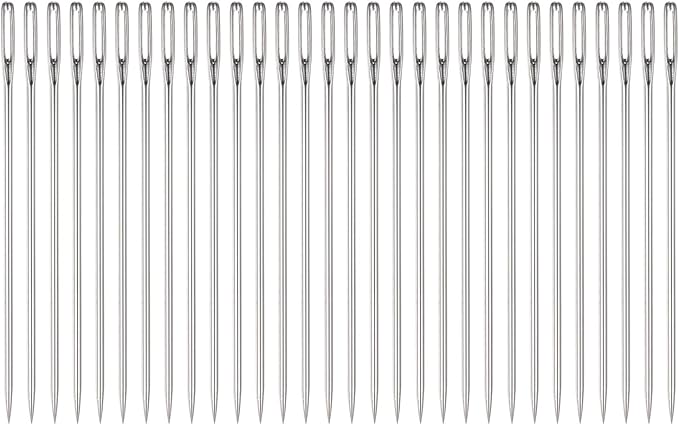 HARFINGTON 30pcs Beading Needles 1.6mm Dia Long Straight Sewing Needles Stainless Steel Embroidery Sewing Needles 3Inch