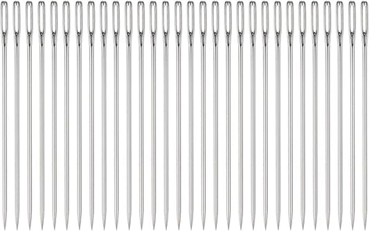 HARFINGTON 30pcs Beading Needles 1.6mm Dia Long Straight Sewing Needles Stainless Steel Embroidery Sewing Needles 3Inch