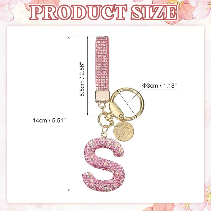 PATIKIL Initial Letter Keychain, Cute Sparkly Rhinestone Key Chain Alphabet Charm for Car Keys Handbags Purse