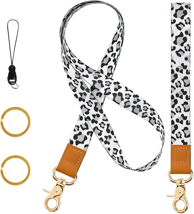 Cool Leopard Wristlet Keychain, Wrist Lanyard Key Chain For Women Men Car Keys Id Holder Card Phone Wallet Camera