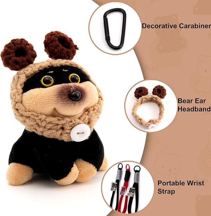 YOU WIZV Cute Dog Plush Keychain for Women - Kawaii Stuffed Animal Charm for Purse, Backpack & Bag Accessories