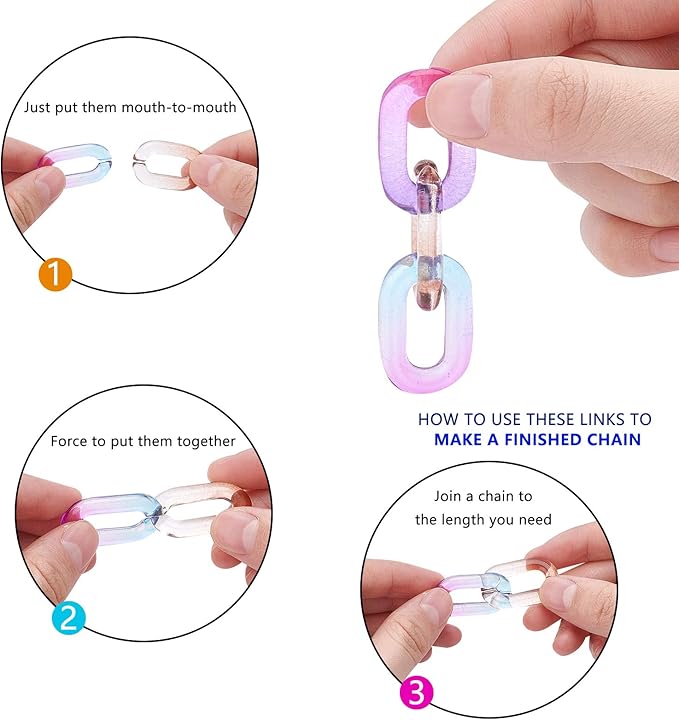 PH PandaHall 100 pcs Acrylic Linking Rings, 5 Colors Quick Link Connectors for Earring Necklace Jewelry Eyeglass Chain DIY Craft Making