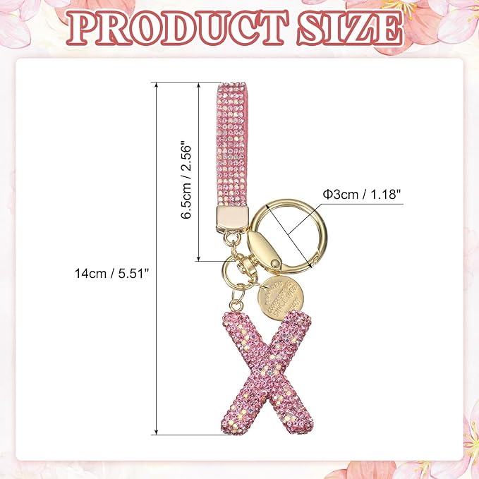 PATIKIL Initial Letter Keychain, Cute Sparkly Rhinestone Key Chain Alphabet Charm for Car Keys Handbags Purse