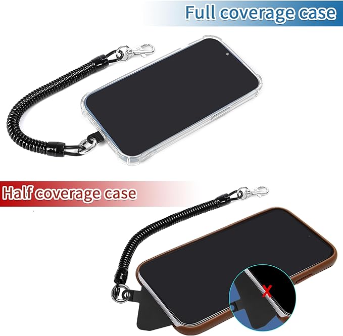 Doormoon Phone Lanyard Tether with 4 TPU Patch, Cell Phone Lanyard with 2 Phone Tether, 4 TPU Patch for Outdoor Hiking Climbing