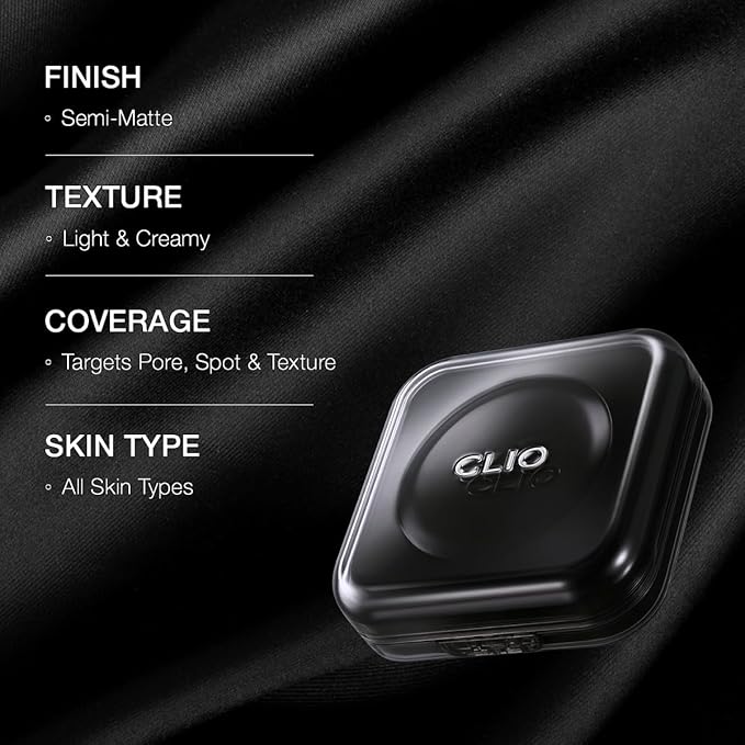 CLIO Kill Cover Founwear Cushion Foundation, Flawless Full Coverage with Matte Finish, Covering Pigmentation and Blemish, Long-Lasting, Creamy Lightweight Texture, Korean Cushion (19N PORECELAIN)