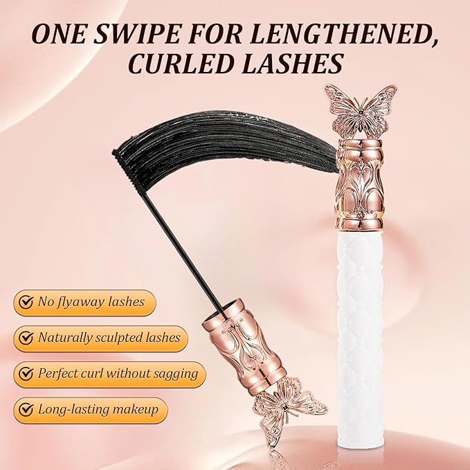 Filterseed Mascara - Fine Brush Black Mascara, Waterproof, Smudge-Proof, Clump-Proof, For Tiny and Lower Eyelashes (1PC)